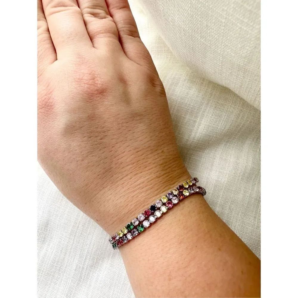 Set of 2 Rainbow Cubic Zirconia tennis bracelet